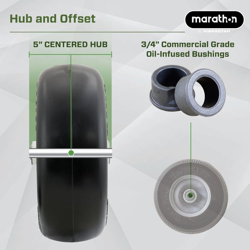 Marathon إطار جزازة العشب خالي من الهواء ماراثون 01410P 11x4.00 على العجلة، محور مركزي 5 إنش، محامل 3/4 إنش - Image 4